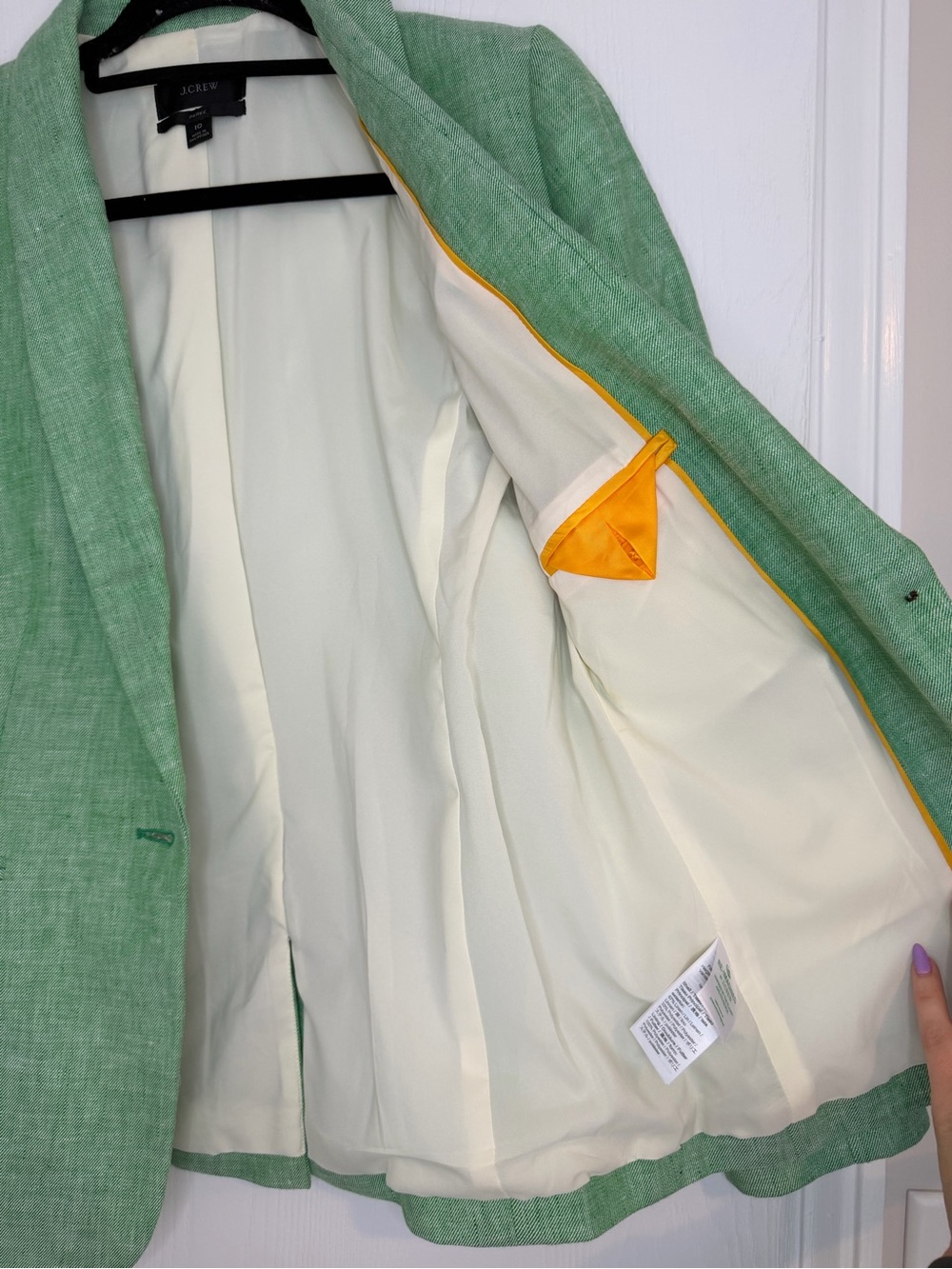 J Crew Parke Light Green Linen Women's Single-Button Blazer Jacket Preppy - Picture 8 of 11
